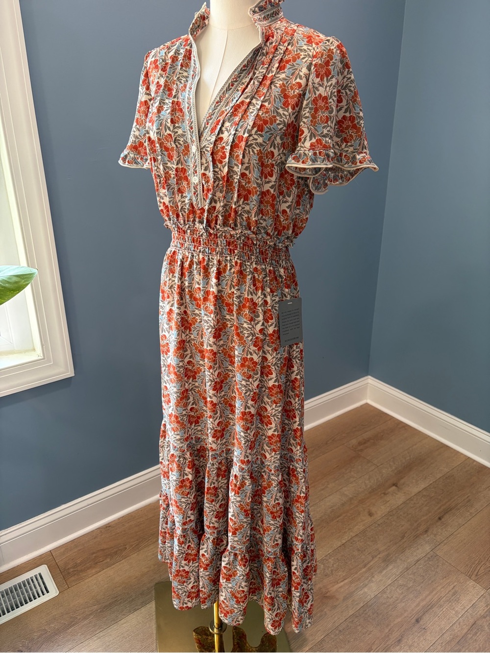 Max Studio London Floral Tiered Maxi Dress Smocked Waist NWT Medium - Picture 2 of 10